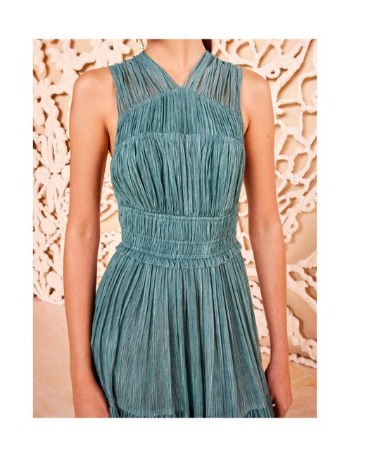 Ulla Johnson Green Freesia Plissé-Effect Tiered Maxi Dress