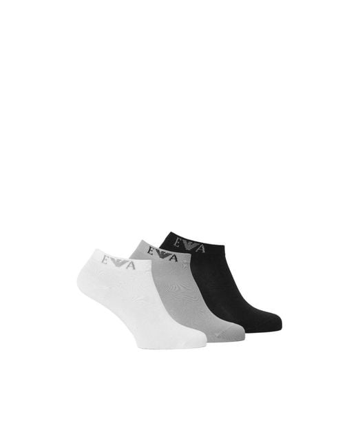 Emporio Armani White 3Pack Lowcut Ankle Socks for men