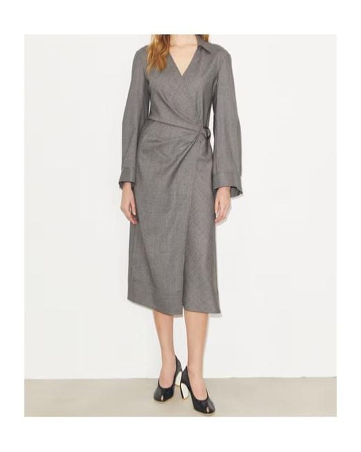 Tory Burch Gray Wool Wrap Dress