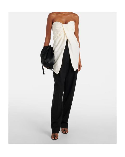 TOVE White Tuiren Draped Linen And Cotton-Blend Top