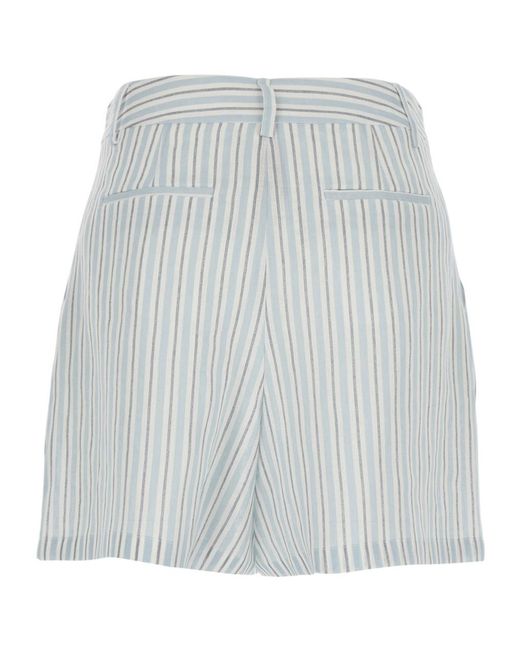 Semicouture Gray Semi Couture High-Waist Striped Shorts