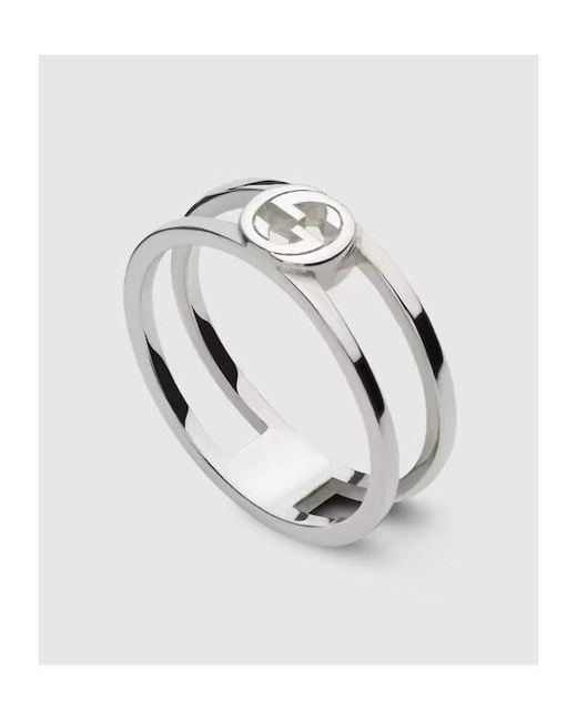 Gucci White Interlocking Ring for men
