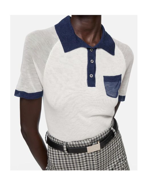 Acne Blue Short-Sleeve Pocket Polo Top