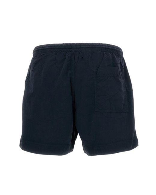 Woolrich Blue Logo Patch Solid Swim Shorts for men