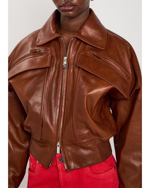 Versace Brown Loose Leather Jacket