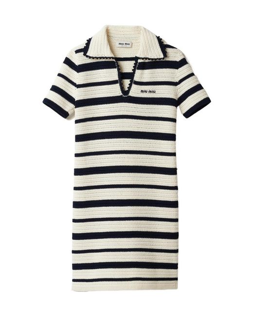 【関税無・国内発】 MIU MIU / Stripe Cotton Polo Dress Miu Miu Cotton Polo Dress in Blue | Lyst