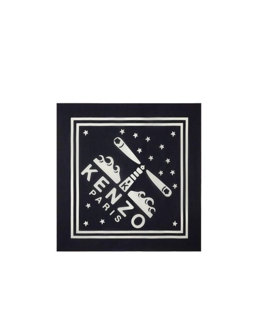 KENZO Blue 'Lighthouse' Large Square Scarf for men