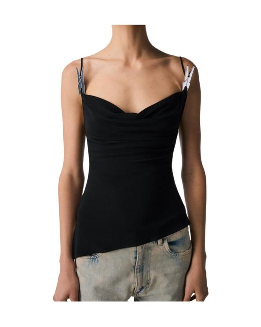 Coperni Black Draped Washing Clip Gala Top