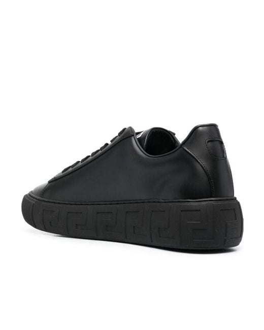 Versace Black Greca Logo Sneakers for men