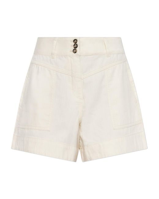 Self-Portrait White Belt-Loop Shorts