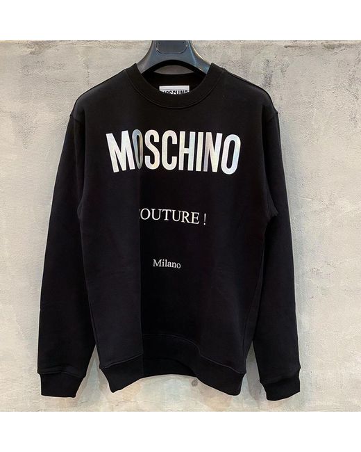Moschino Black Embroidered Logo Sweatshirt for men