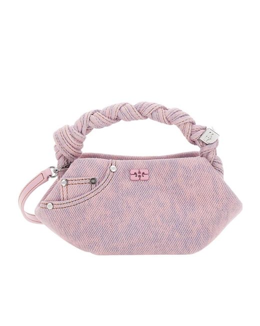 Ganni Pink Small Bou Braided Tote Bag