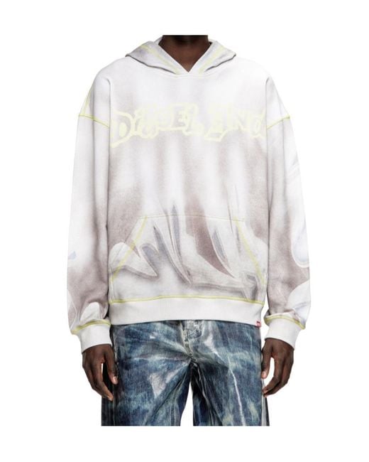 DIESEL Gray Boxt-Hood-Show Long-Sleeved Hoodie for men