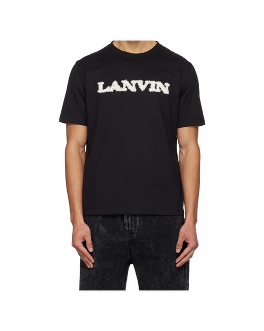Lanvin Black Imitation Lambswool Logo Cotton T-Shirt for men