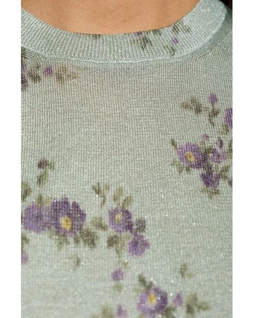 Ganni Gray Floral-Print T-Shirt