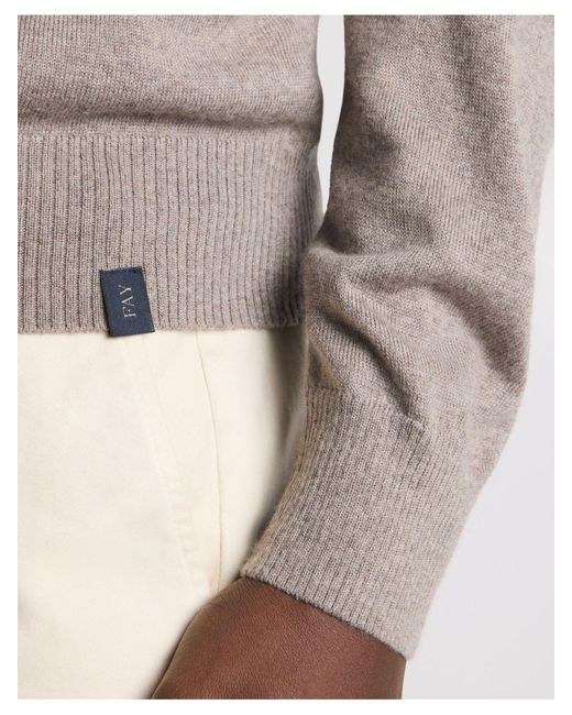 Fay Gray Round Neck Virgin Wool Sweater for men