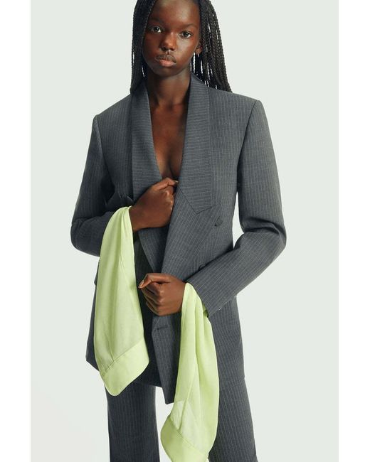Coperni Green Pinstriped Double-Breasted Blazer