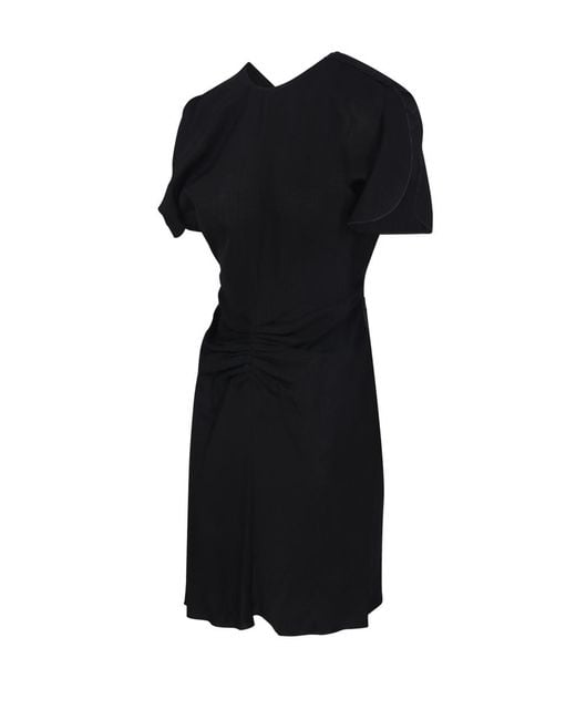 Victoria Beckham Black Gathered-Detail Mini Dress