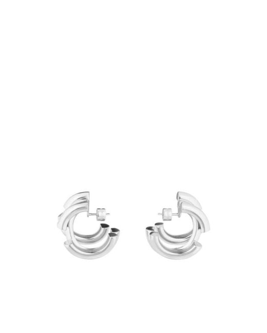 Balenciaga White Logo Engraved Earrings