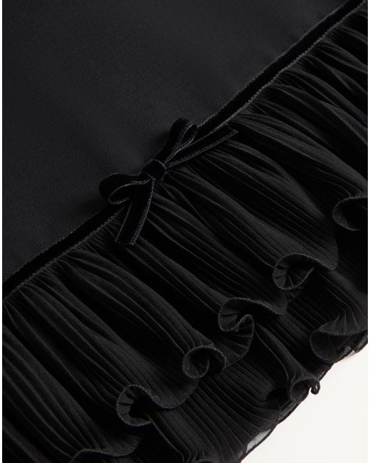 Valentino Black Ruffled Crewneck Mini Dress