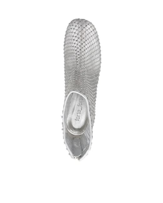 Forte_forte White 60Mm Embellished Mesh Boots