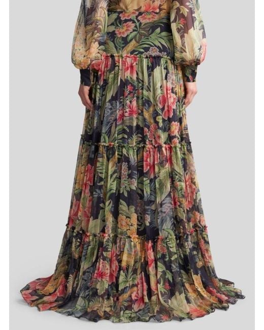Etro Multicolor Printed Silk Skirt