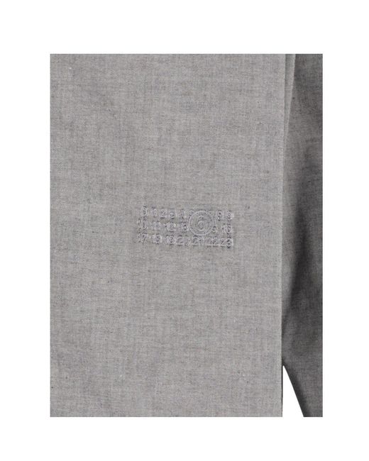 MM6 by Maison Margiela Gray Numeric Embroidered Shirt for men