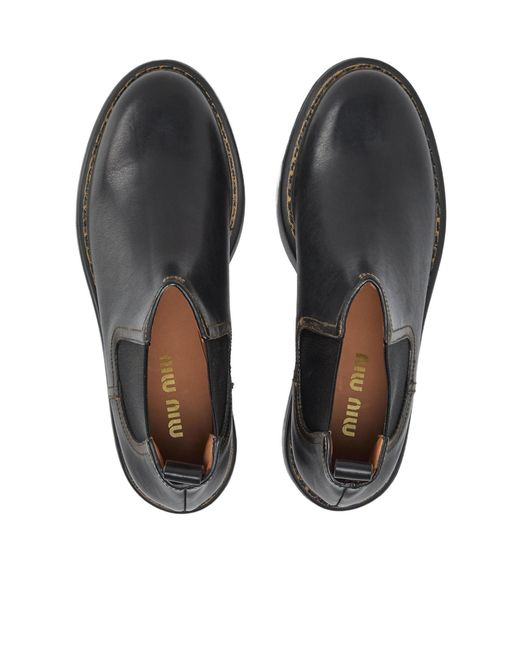 Miu Miu Black Simple Logo Ankle Boots