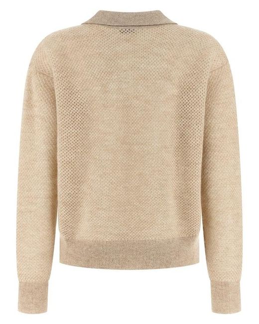 Brunello Cucinelli Natural Dropped Shoulder Polo Shirt