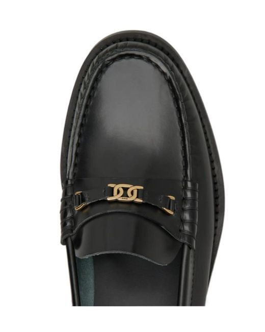 Tod's Black Logo Plaque Slip-On Loafers