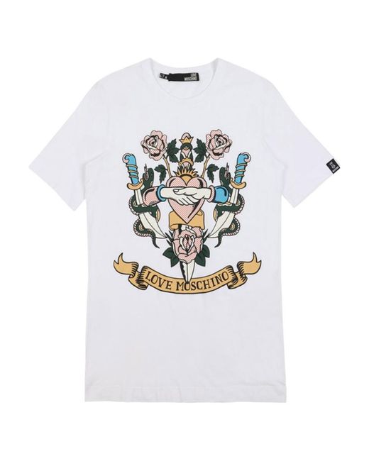 Moschino White T-Shirt With Round Neck And Short Sleeves