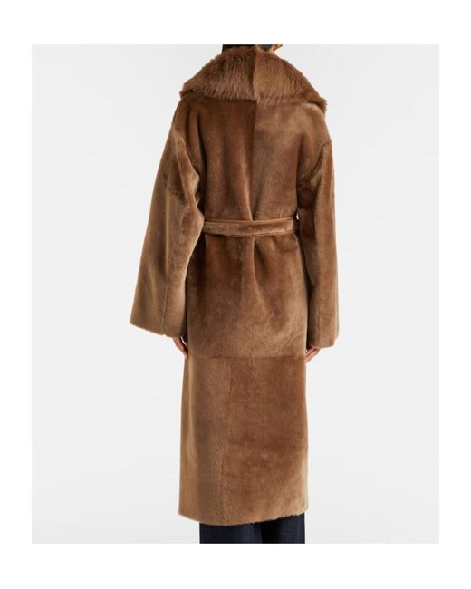 Nour Hammour Brown Isadora Shearling Wrap Coat