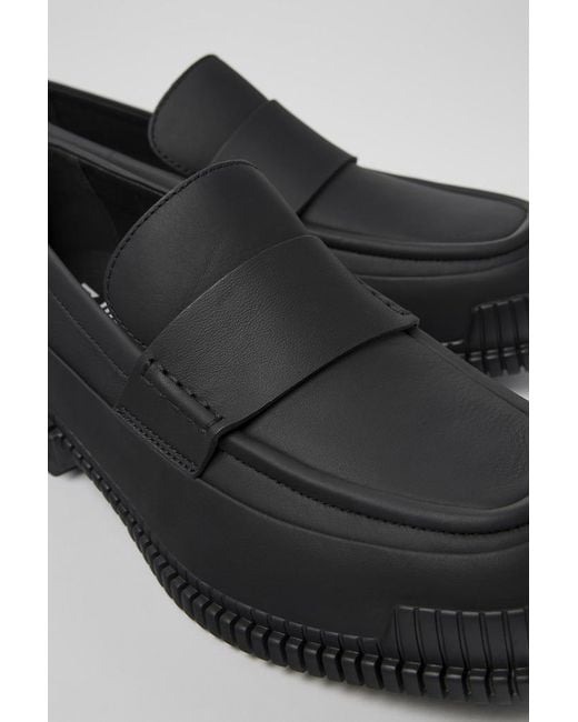 Camper Black Pix Leather Loafers for men