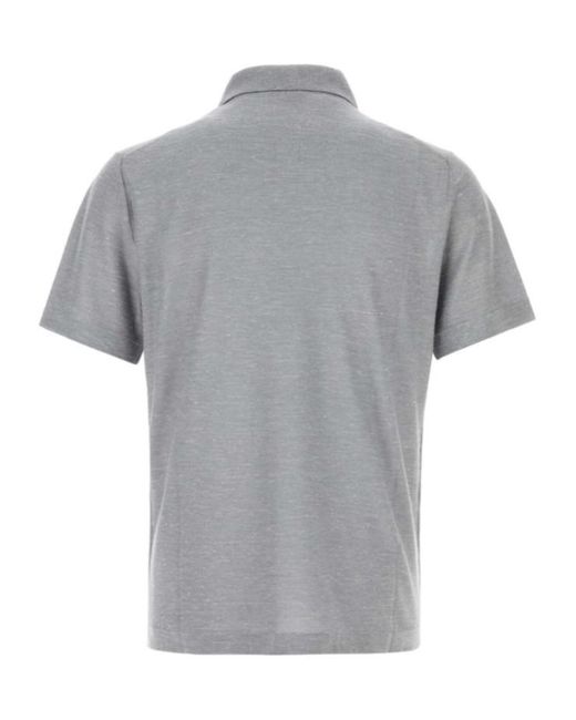 Brioni Gray Mixed Stitch Short-Sleeve Polo Shirt for men