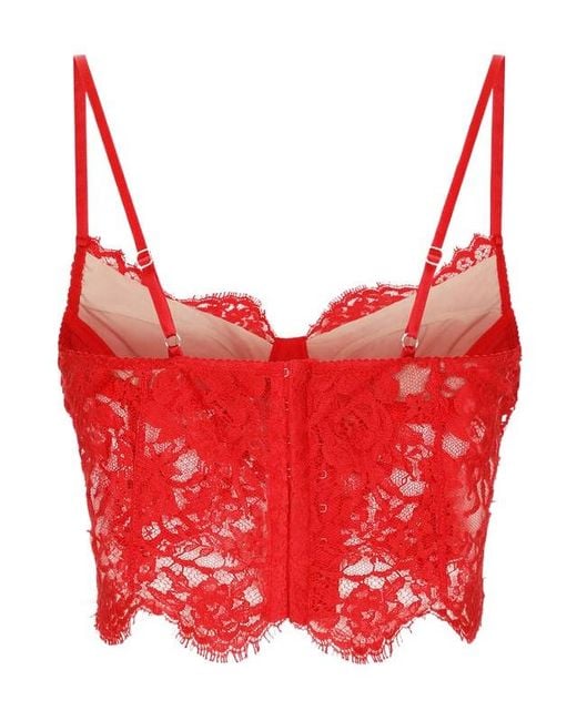 Dolce & Gabbana Red Lace Lingerie Corset Top