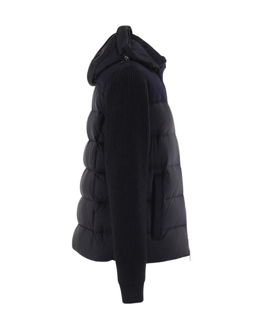 Moorer Black Allori-Lsm Quilted Rib-Knit Jacket for men