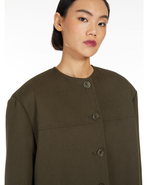 Max Mara Green Recital Buttoned Long-Sleeved Jacket