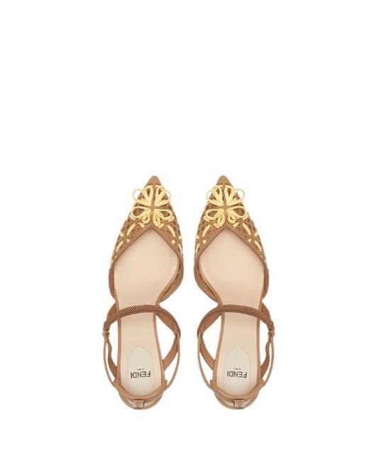 Fendi Metallic Colibri Interwoven Flower Pumps