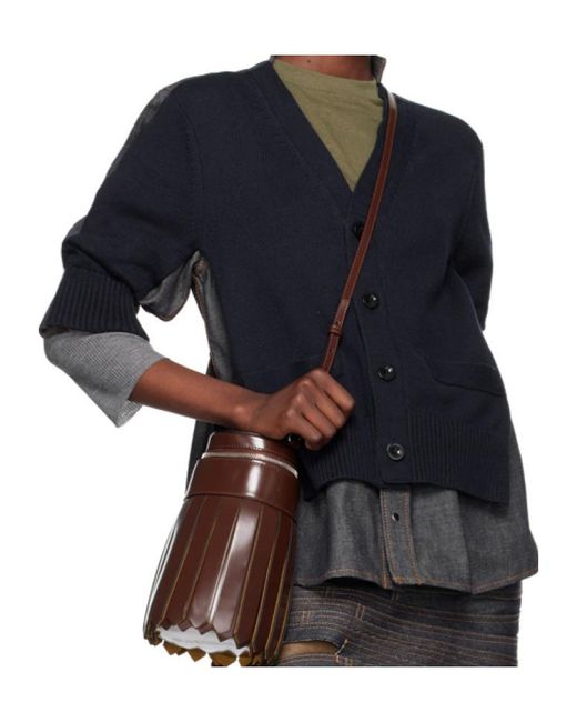 Sacai Black Denim Knitted Buttoned Cardigan