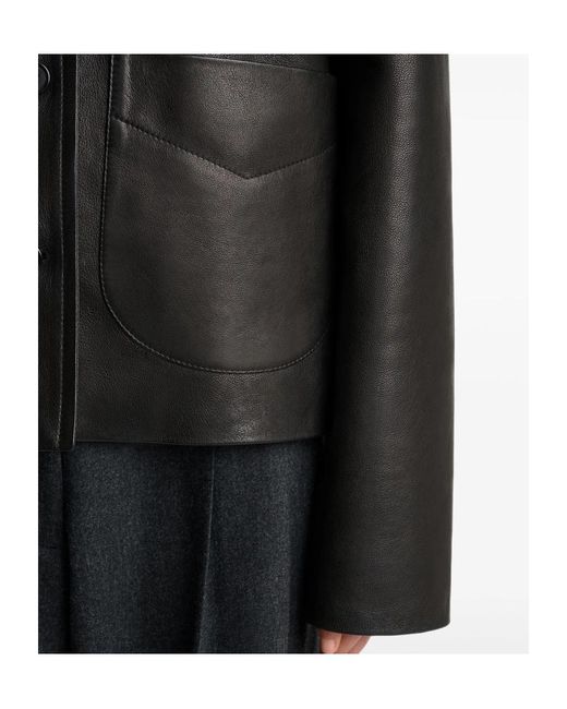 Khaite Black Long-Sleeve Leather Jacket
