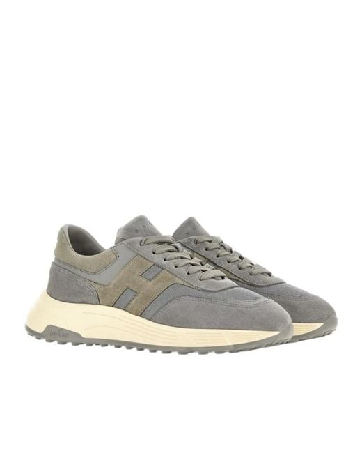 Hogan Gray H-Stripe Low-Top Sneakers for men