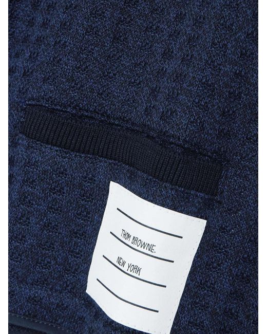 Thom Browne Blue Signature 4-Bar Cropped Cardigan
