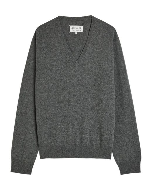Maison Margiela Gray V-Neck Wool Jumper
