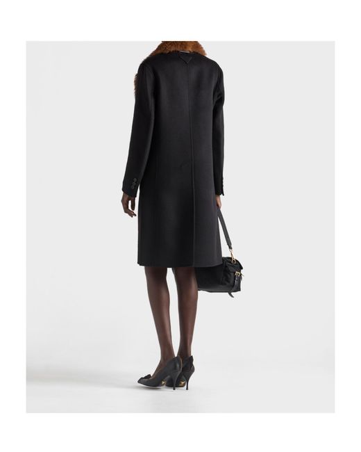 Prada Black Double-Breasted Double Cashwool Coat