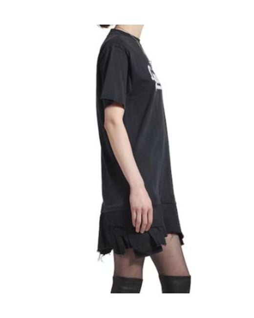 Balenciaga Black Luxury Script Hybrid T-Shirt Dress