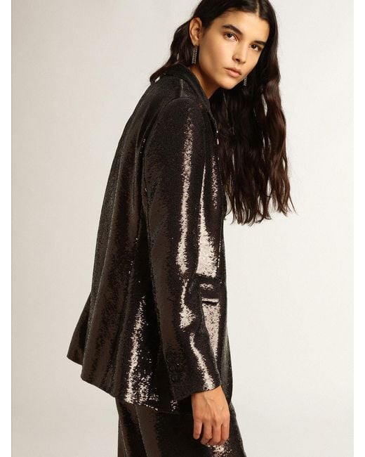 Golden Goose Deluxe Brand Brown Sequin-Embellished Tailored Blazer