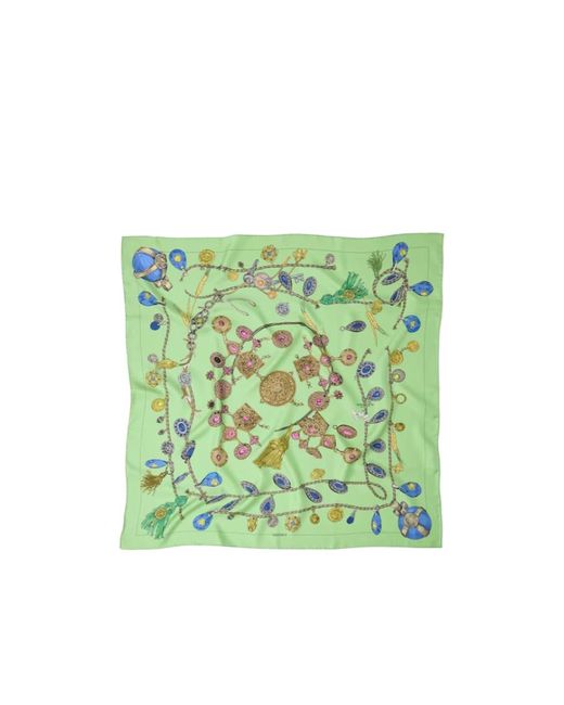 Versace Green Pattern Printed Twill Scarf for men