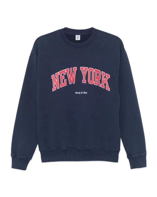 Sporty & Rich Blue New York Ivy Sweatshirt for men
