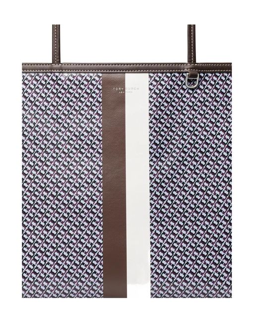 Tory Burch White Racer Patterned Tote Bag