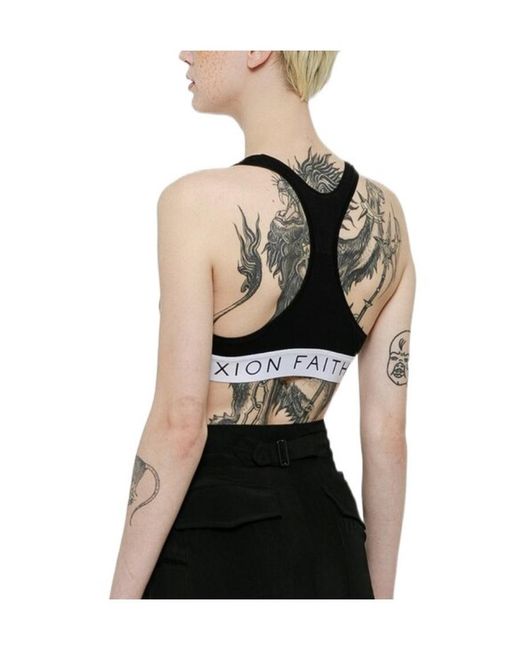Faith Connexion Black Logo-Tape Racerback Vest
